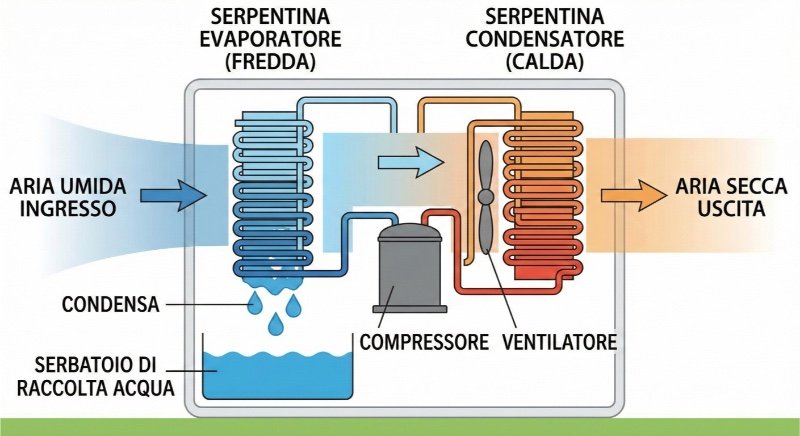 schema funzionamento deumidificatore