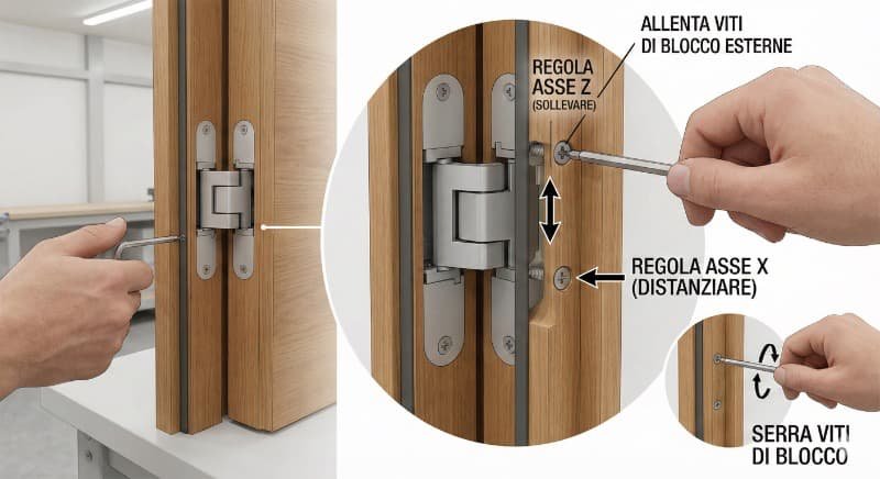 regolazione anta porta interna